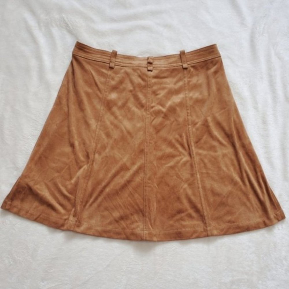 SUPER Soft Y2K buttery Faux Suede Camel Skater Skirt- XS - Picture 9 of 16